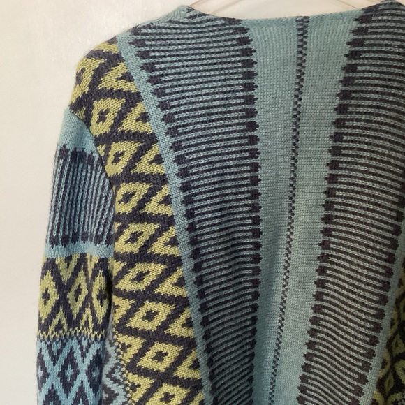 J.Jill Wool and Alpaca Blend Draped Jacquard Open Cardigan - Blue - LT - Picture 6 of 10